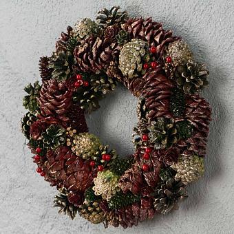 Венок Gilt Berry Pinecone Wreath Green Brown 34 cm