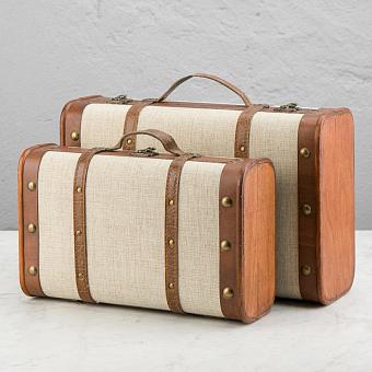 Набор из 2-х чемоданов Set Of 2 Wood Fabric Suitcase Boxes Cream