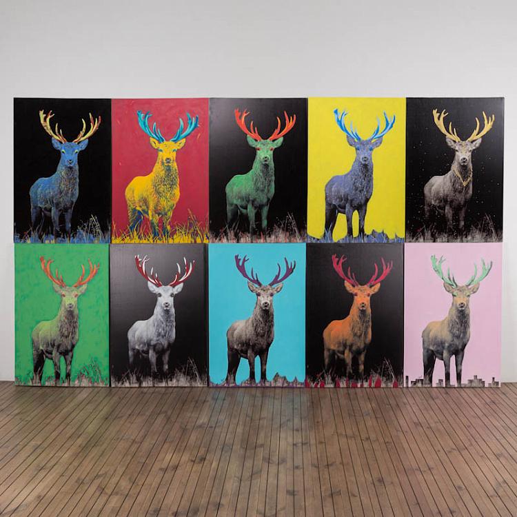 Картина акрилом Цветной олень № 3 Deer Pop Art Toile Color 3