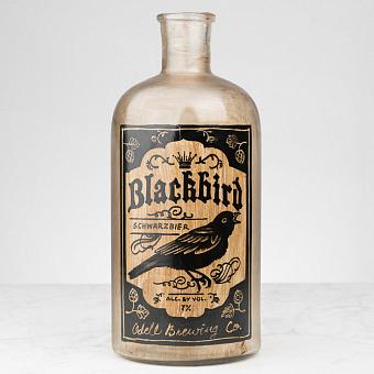 Бутыль Handpainted Glass Bottle Beer Blackbird