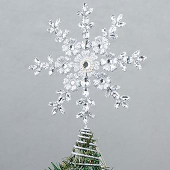 Верхушка на ёлку Wire Jewel Flower Snowflake Topper Silver 23 cm