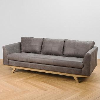 Трёхместный диван Patrick 3 Seater, Oak Brown натуральная кожа Foggy Grey