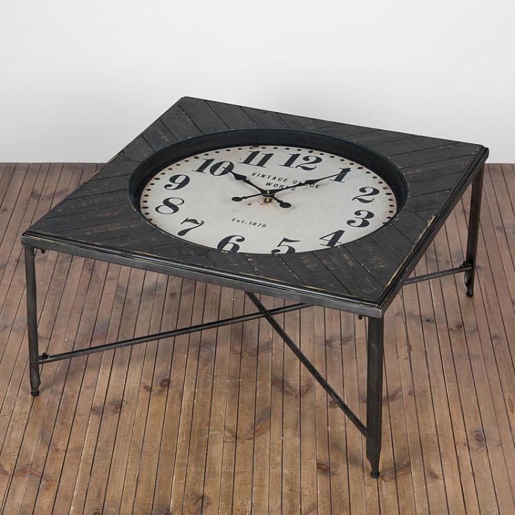 Wooden Square Table Tick Tock