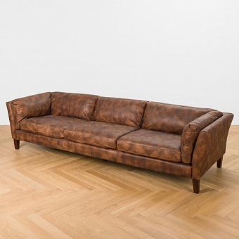 Четырёхместный диван Verona 4 Seater, Oak Dark Brown натуральная кожа Autumn Brown