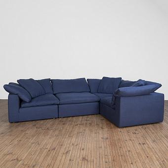 Угловой диван Luscious Group Small 2 пенька Galata Linen Blue