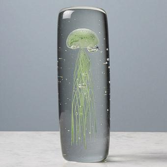 Пресс-папье Cylinder Glass Paperweight Green Jellyfish