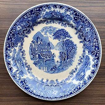 Винтажная тарелка Vintage Plate Blue White Large 3