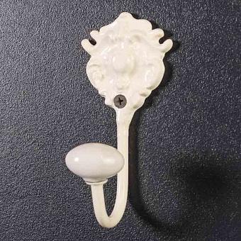 Крючок Small Hook Baroque With Porcelain Knob Iron Cream