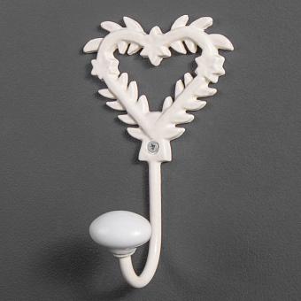 Крючок Small Hook Heart With Porcelain Knob Iron Cream